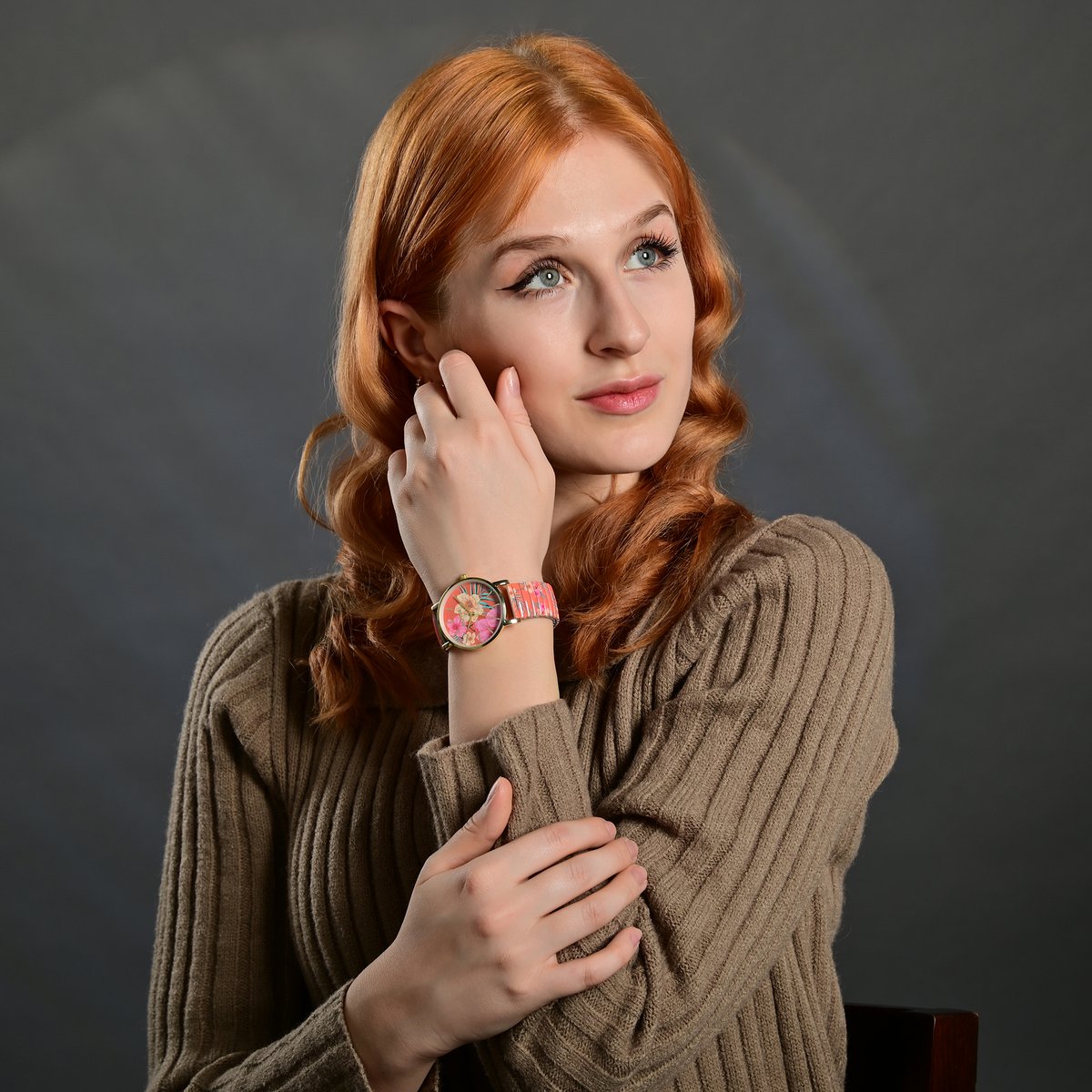 Raptor women's wristwatch "Frida Kahlo Edition" Orange Flower
