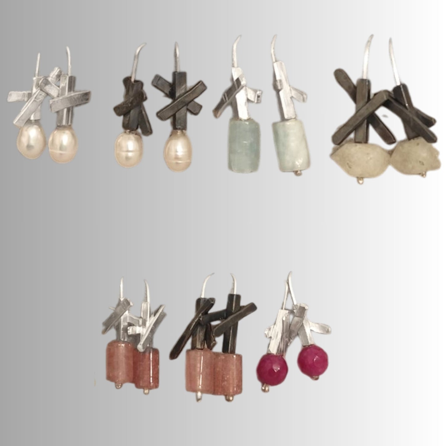 Χειροποίητα Ασημένια Σκουλαρίκια Astra με Φυσικές Πέτρες