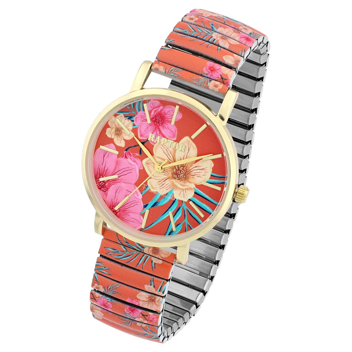 Raptor women's wristwatch "Frida Kahlo Edition" Orange Flower