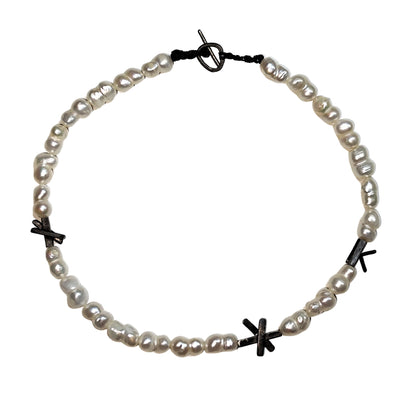 Άστρα - Κολιέ με Μαργαριτάρια & Ασημένια Στοιχεία