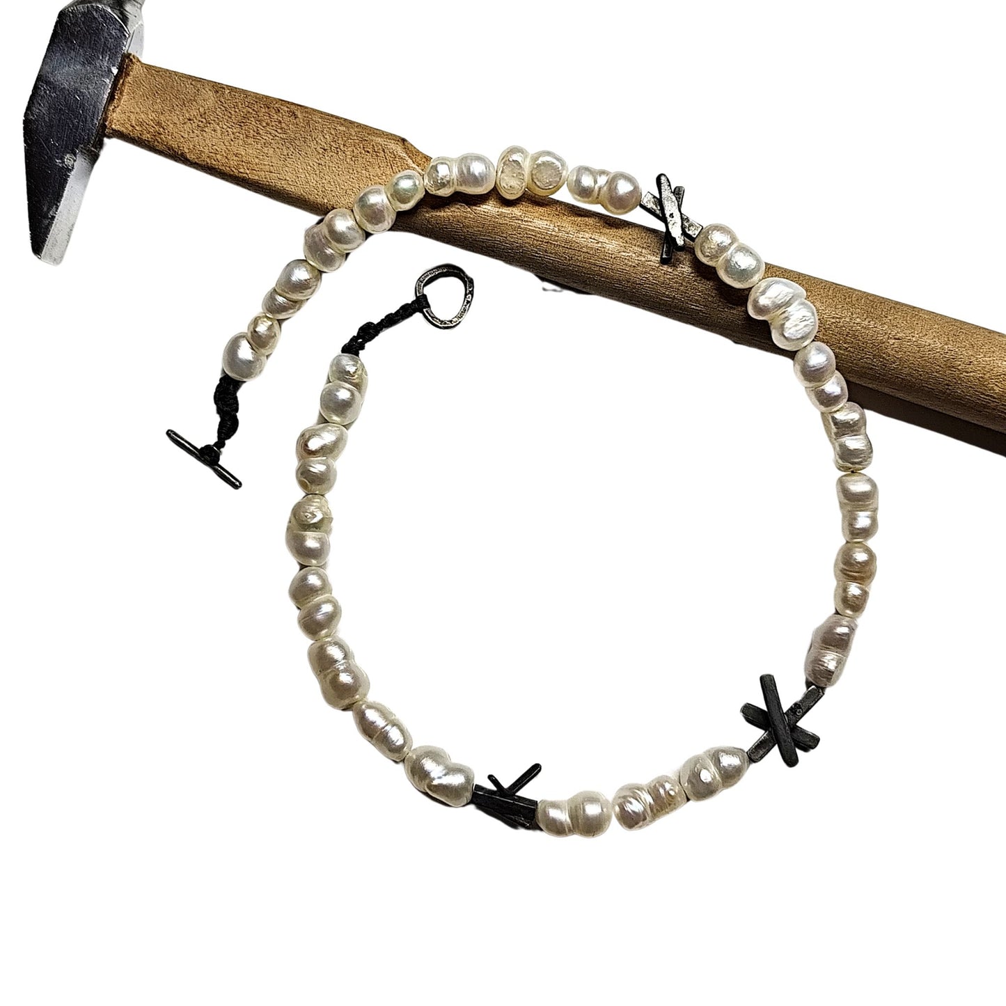 Άστρα - Κολιέ με Μαργαριτάρια & Ασημένια Στοιχεία