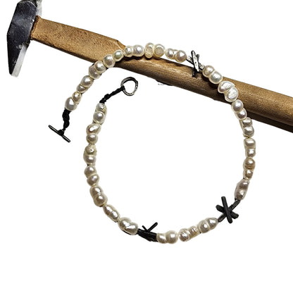 Άστρα - Κολιέ με Μαργαριτάρια & Ασημένια Στοιχεία