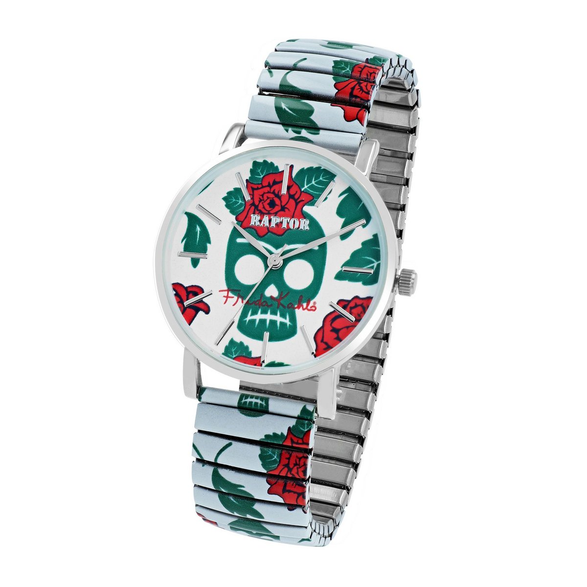 Raptor women's wristwatch "Frida Kahlo Edition" floral skull